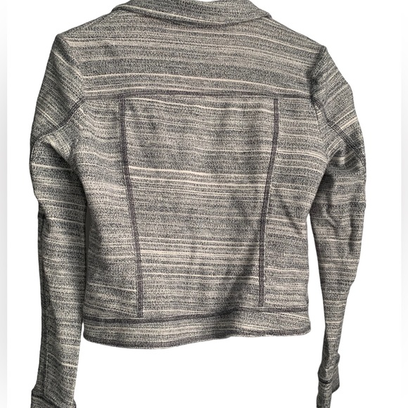 ANTHROPOLOGIE Gray & White Moto Jacket size small - Picture 2 of 6